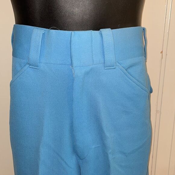 Vtg 70s baby blue double knit polyester pants - Picture 2 of 7